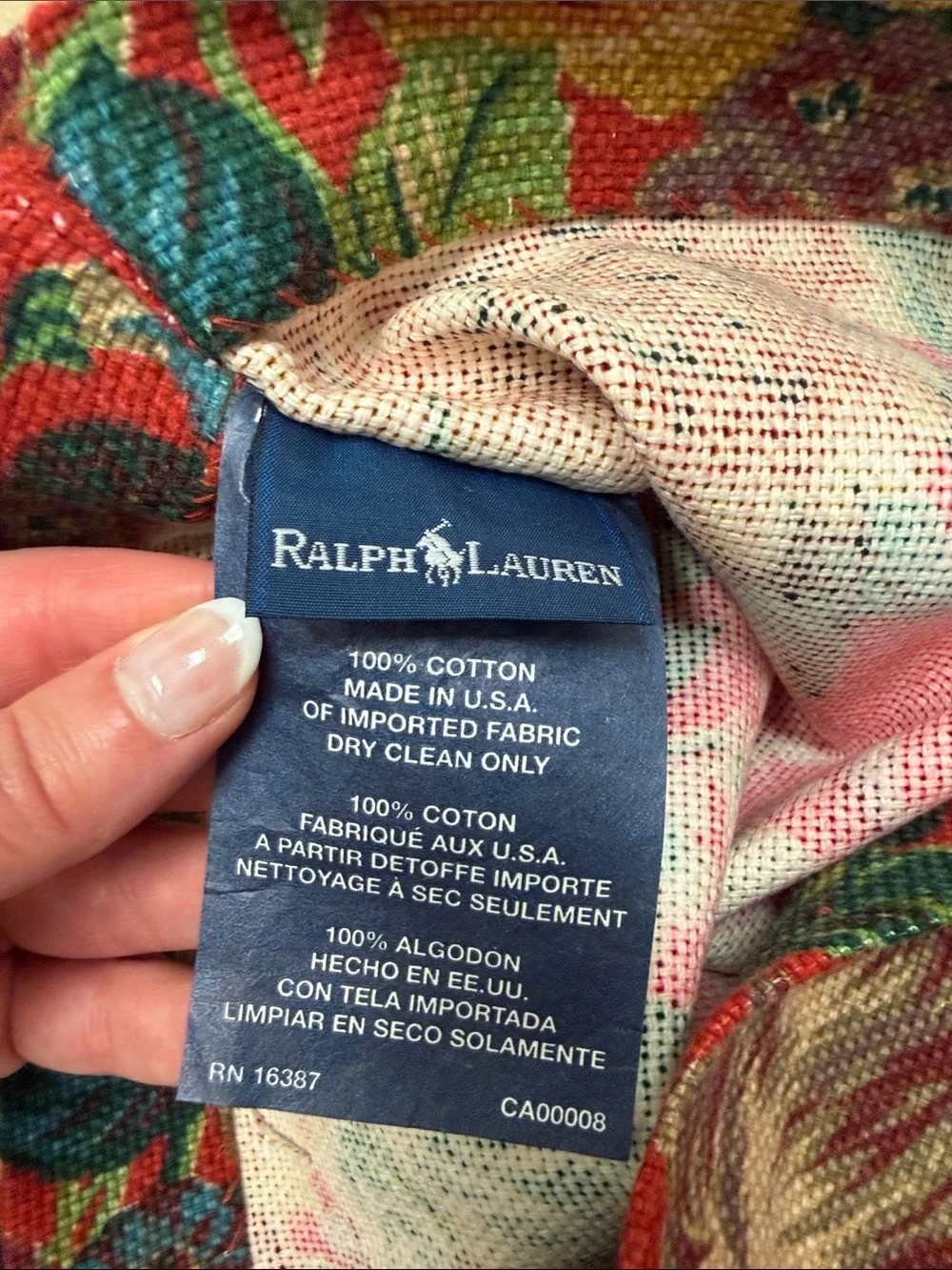 Ralph Lauren 2 Valences Red Floral Fabric Panel